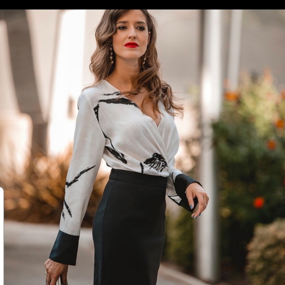 ZARA Printed Blouse with Knot
